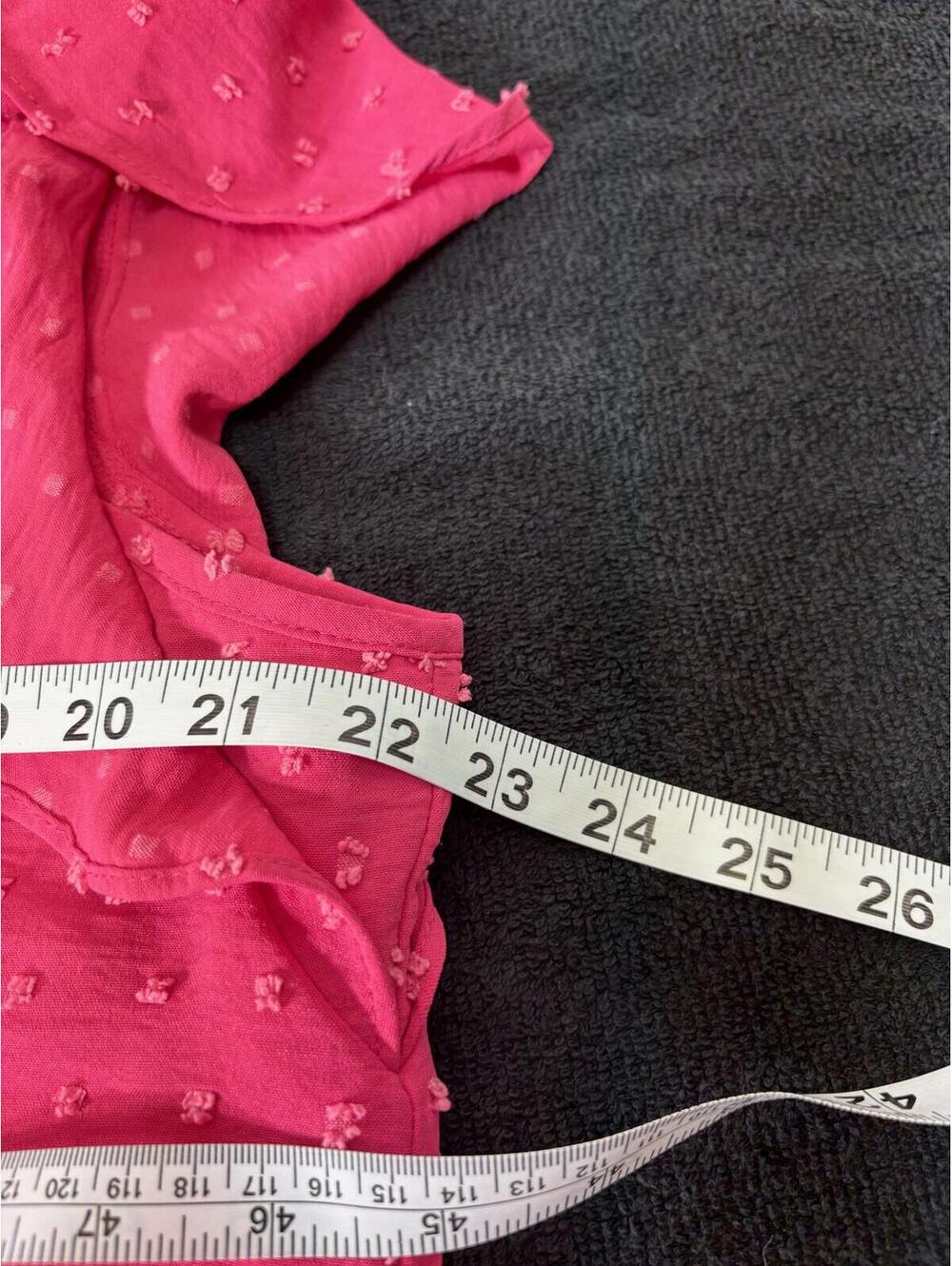 Counterparts Pink Short Sleeve Sheer Dotted Blouse Size L 2445 - Picture 8 of 10